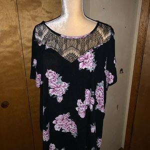 Lace Neck Torrid Knit Floral Top